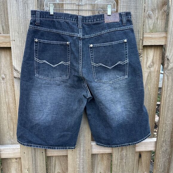 Five Elementz Jean Shorts Size 40 Mens Dark Denim Style Patch Y2K Vintage Vtg - Picture 3 of 8